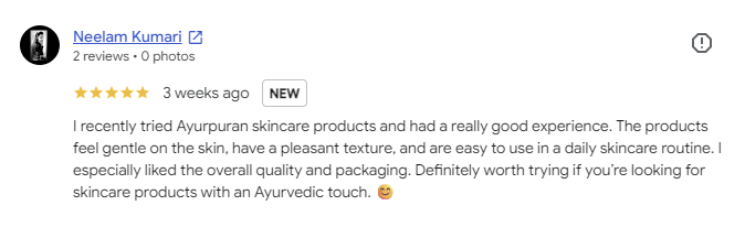 Ayurpuran customer Google review 1