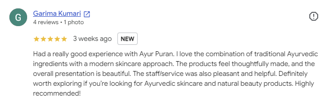 Ayurpuran customer Google review 2