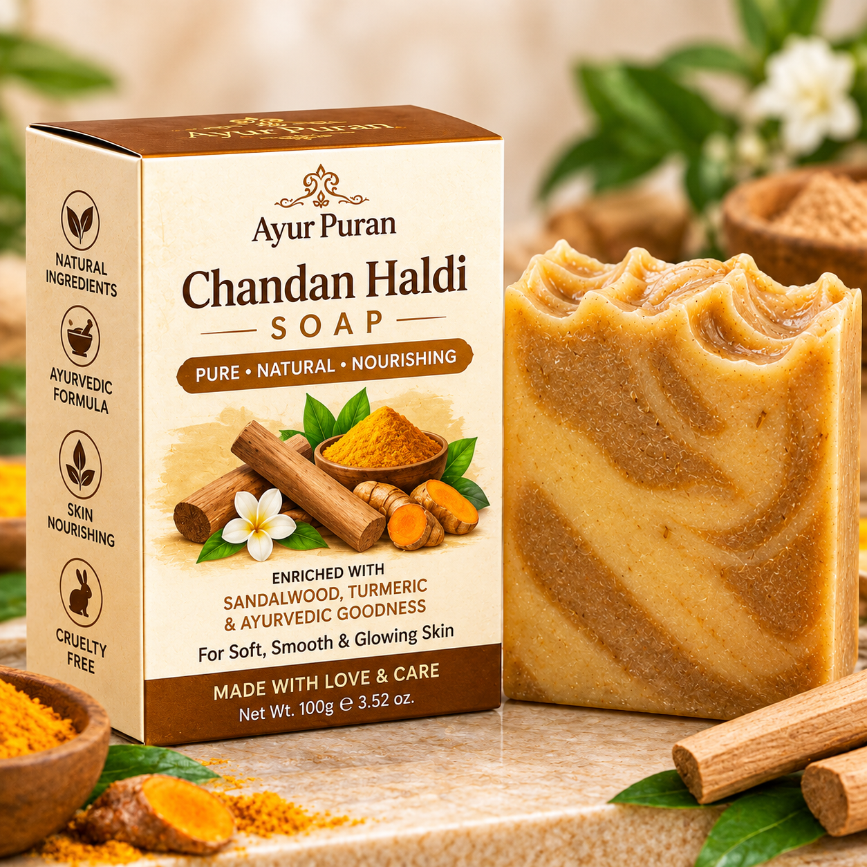 Chandan Haldi Soap - AyurPuran Ayurvedic Product