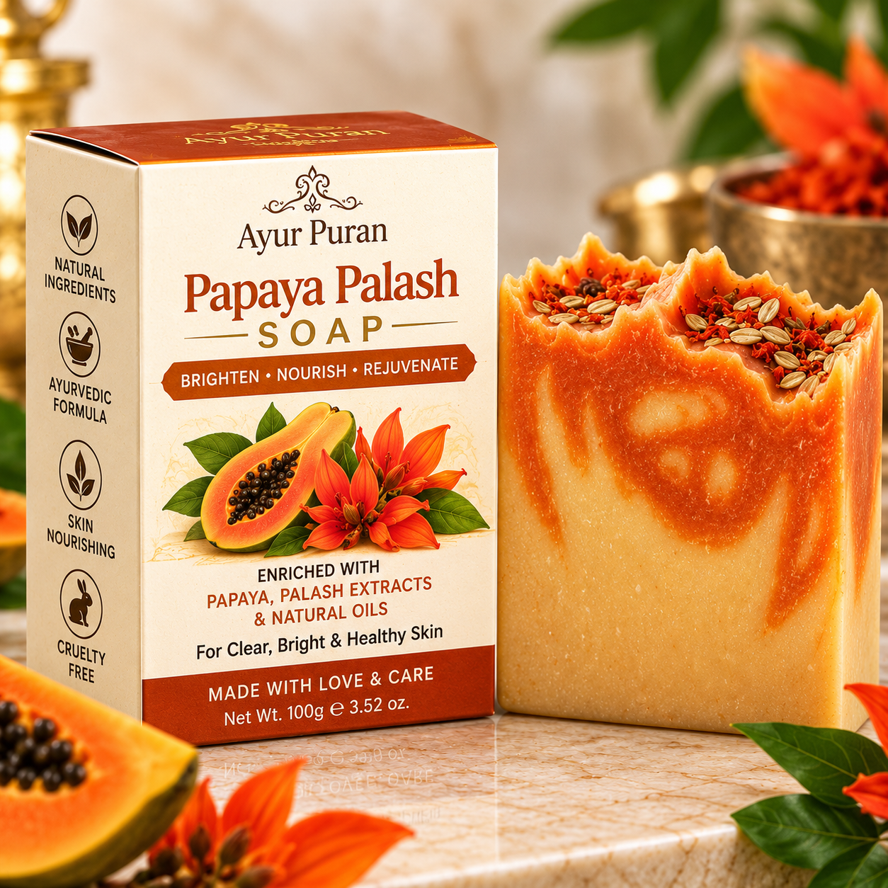 Papaya Palash Soap - AyurPuran Ayurvedic Product