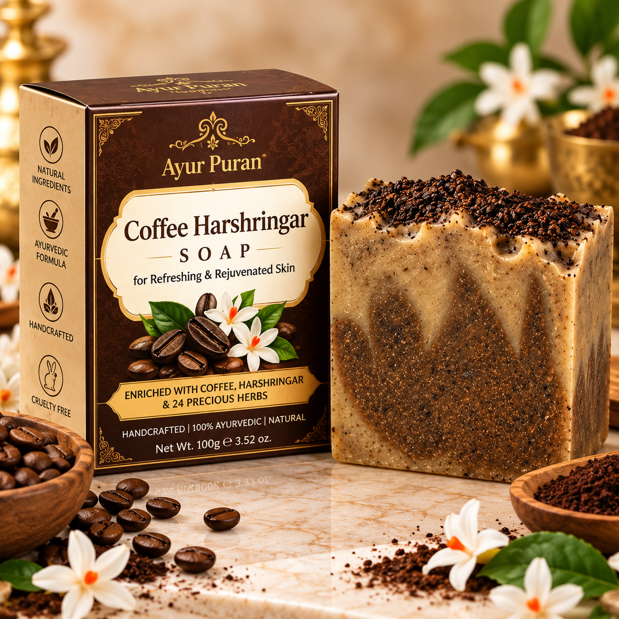 Coffee Harshringar Soap - AyurPuran Ayurvedic Product