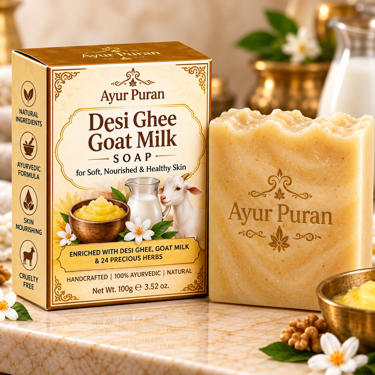 Desi Ghee Goat Milk Soap - AyurPuran Ayurvedic Product