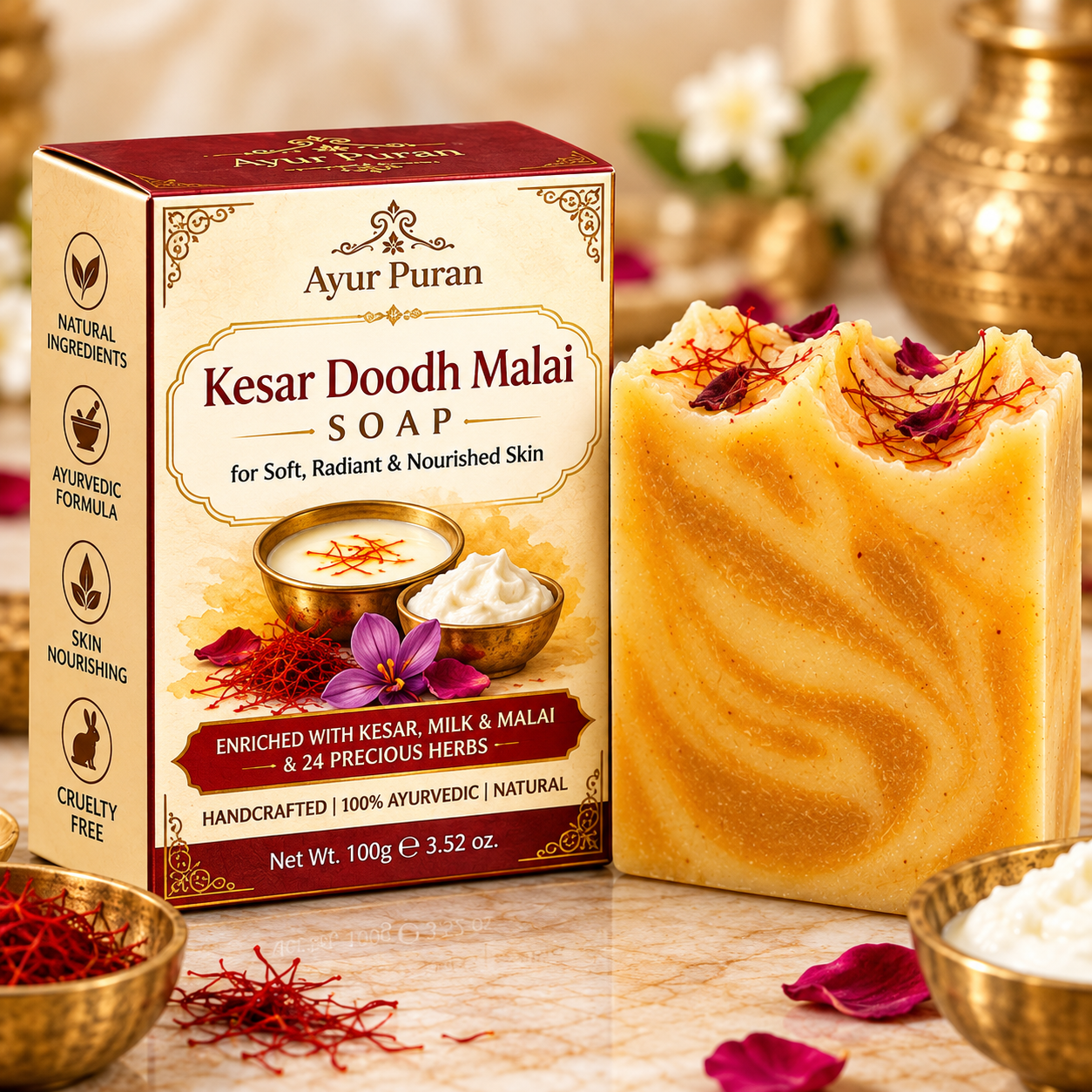 Kesar Doodh Malai Soap - AyurPuran Ayurvedic Product